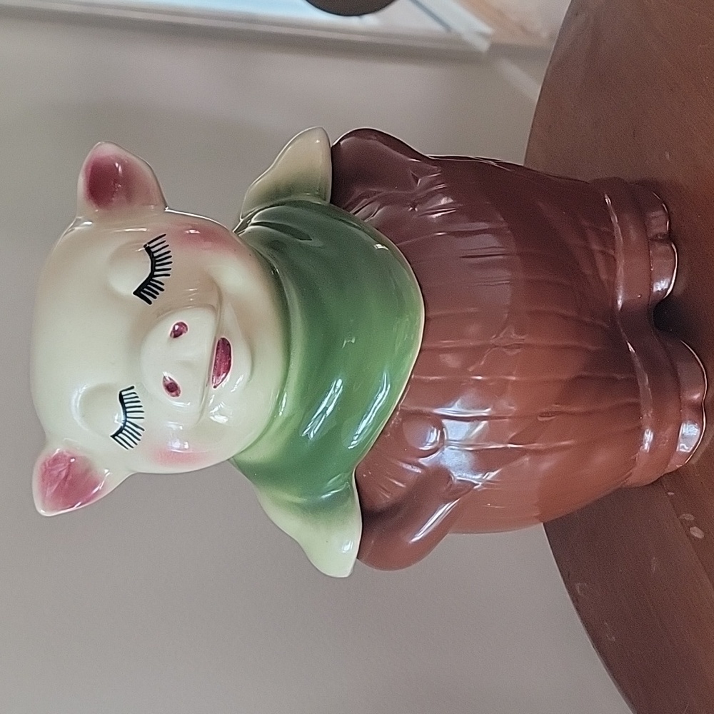 Shawnee Vintage Smiley Pig Coin Bank Cookie Jar Chocolate Brown